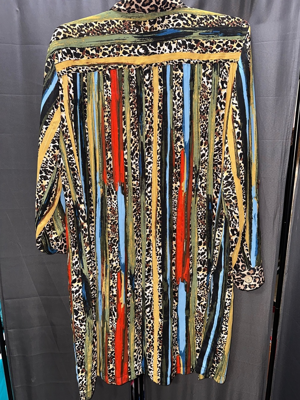 John Mark Multi Color Leopard Animal Print Button Down Tunic XL Maximalist - Picture 3 of 16